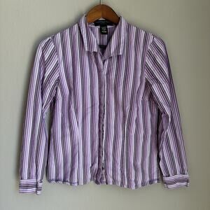 Geoffrey Beene Sport Button Up Cotton Shirt Striped Long Sleeve Collared 90s Y2K
